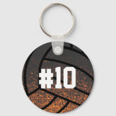 黒とオレンジのバレーボールモノグラム キーホルダー (正面)