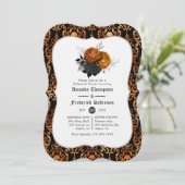 黒とオレンジのフローラゴシックリハーサル 招待状 (スタンド正面)