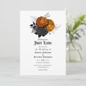 黒とオレンジのフローラゴシック結婚式招待状 招待状 (スタンド正面)