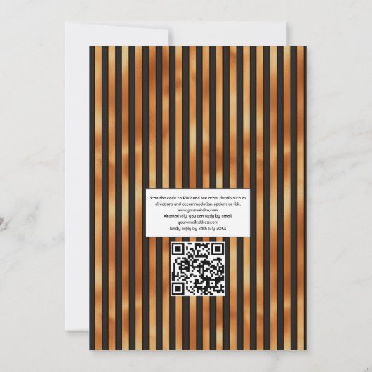 黒とオレンジのフローラ結婚ゴシックの写真 招待状 (裏面)