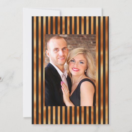 黒とオレンジのフローラ結婚ゴシックの写真 招待状 (裏面)