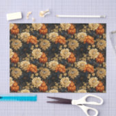 黒とオレンジのフローラ 薄葉紙 (クラフト)