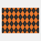 黒とオレンジのラッアーガイルピング紙シート ラッピングペーパーシート (正面)