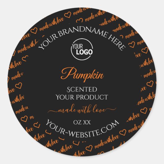 黒とオレンジのワードクラウド製品ラベルのロゴ ラウンドシール (正面)