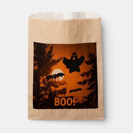 黒とオレンジの不気味ハロウィーンの夜景 フェイバーバッグ (正面)