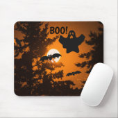 黒とオレンジの不気味ハロウィーンの夜景 マウスパッド (マウス)