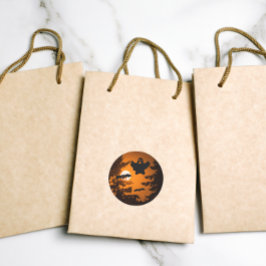 黒とオレンジの不気味ハロウィーンの夜景 ラウンドシール