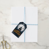 黒とオレンジの例示的ハッピーハローウィン ギフトタグ (より糸付き)