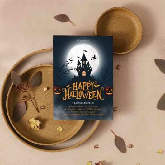 黒とオレンジの例示的ハッピーハローウィン ポストカード