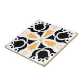 黒とオレンジの入り組んだ花柄 タイル (側面)