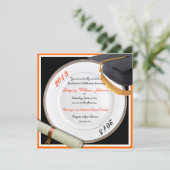 黒とオレンジの卒業パーティー招待状 招待状 (スタンド正面)