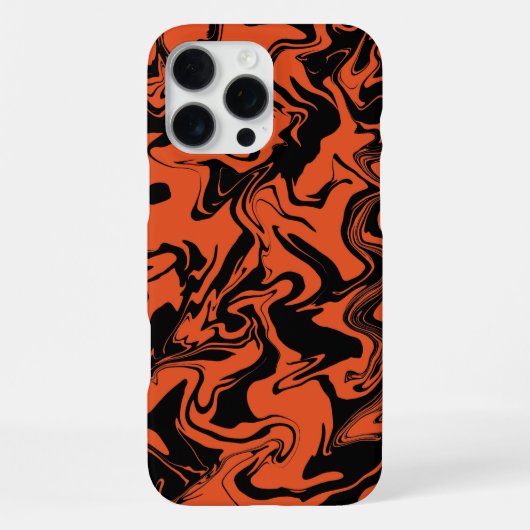 黒とオレンジの大理石 iPhoneケース (裏面)