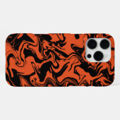 黒とオレンジの大理石 iPhoneケース (裏面横)