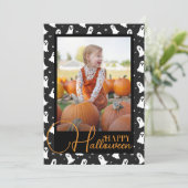 黒とオレンジの幽霊のハロウィンカスタムの写真 シーズンカード (スタンド正面)