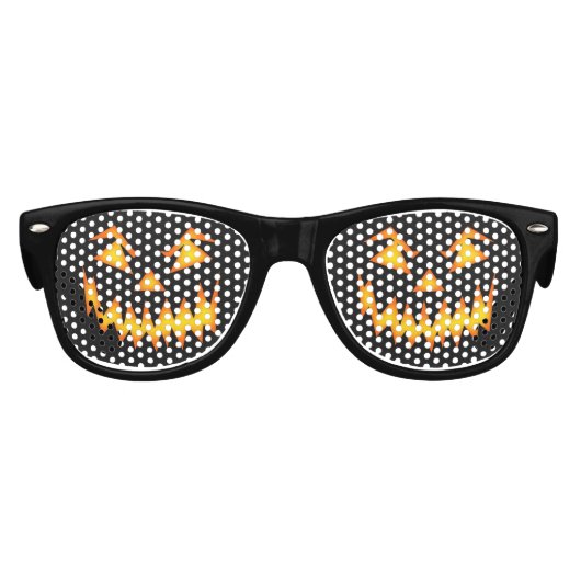 黒とオレンジの怖いカボチャのハロウィーン キッズサングラス (正面)