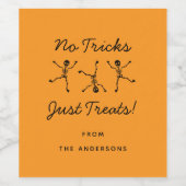 黒とオレンジの手描きスケルトンのハロウィーン ワインラベル (シングルラベル)