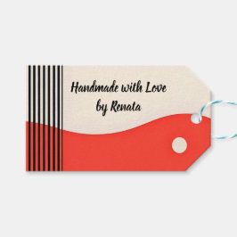 黒とオレンジの抽象的な現代アート ギフトタグ