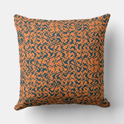黒とオレンジの抽象芸術ドードルパターン枕 クッション (裏面)