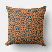 黒とオレンジの抽象芸術ドードルパターン枕 クッション (正面)