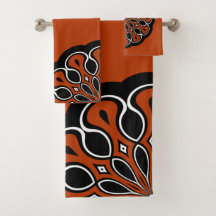 黒とオレンジの抽象芸術モダン曼荼羅