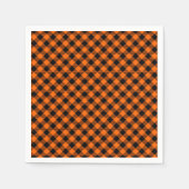黒とオレンジの格子柄のナプキン スタンダードカクテルナプキン (正面)