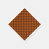 黒とオレンジの格子柄のナプキン スタンダードカクテルナプキン (角)