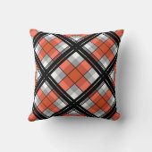黒とオレンジの格子柄 クッション (裏面)