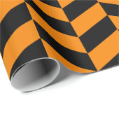 黒とオレンジの極大ヘリンボーン ラッピングペーパー (ロールコーナー)
