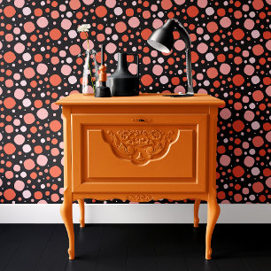 黒とオレンジの水玉ハロウィン 壁紙