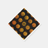 黒とオレンジの水玉模様クモの巣 スタンダードカクテルナプキン (角)