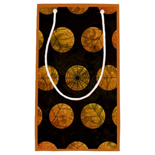 黒とオレンジの水玉模様スパイダーウェブ抱き枕 スモールペーパーバッグ (正面)