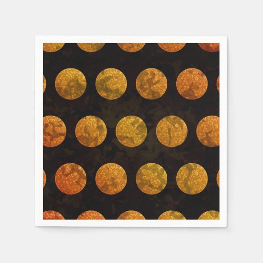 黒とオレンジの水玉模様秋 スタンダードカクテルナプキン (正面)