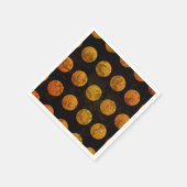 黒とオレンジの水玉模様秋 スタンダードカクテルナプキン (角)