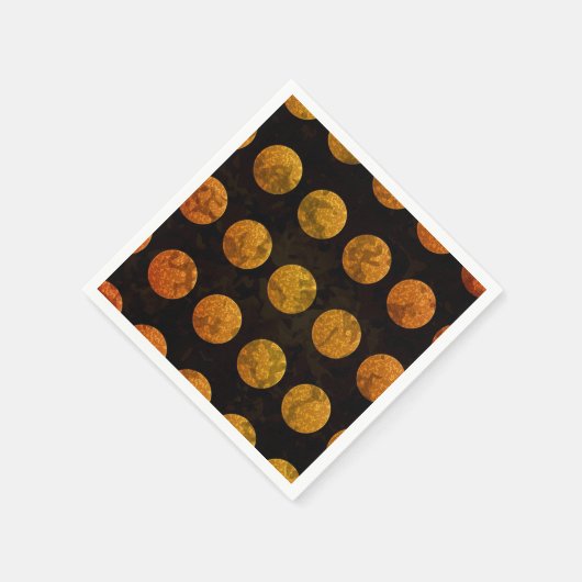 黒とオレンジの水玉模様秋 スタンダードカクテルナプキン (角)