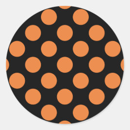 黒とオレンジの水玉模様 ラウンドシール