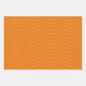 黒とオレンジの波パターン ラッピングペーパーシート (正面2)