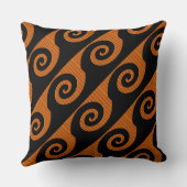 黒とオレンジの渦巻きパターン装飾用クッション クッション (裏面)