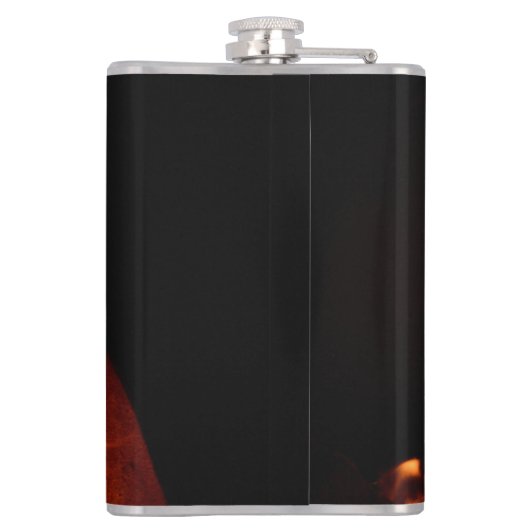 黒とオレンジの炎を燃やすカスタマイズ可能 フラスク (裏面)
