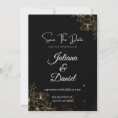 黒とオレンジの美的結婚式招待状 招待状 (正面)