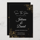 黒とオレンジの美的結婚式招待状 招待状 (正面/裏面)