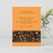 黒とオレンジの花柄のアクセントの結婚式招待状 招待状 (スタンド正面)
