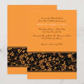 黒とオレンジの花柄のアクセントの結婚式招待状 招待状 (正面/裏面)