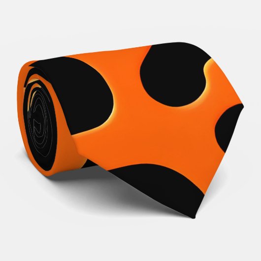 黒とオレンジの迷路抽象芸術幾何学模様 ネクタイ (ロール)