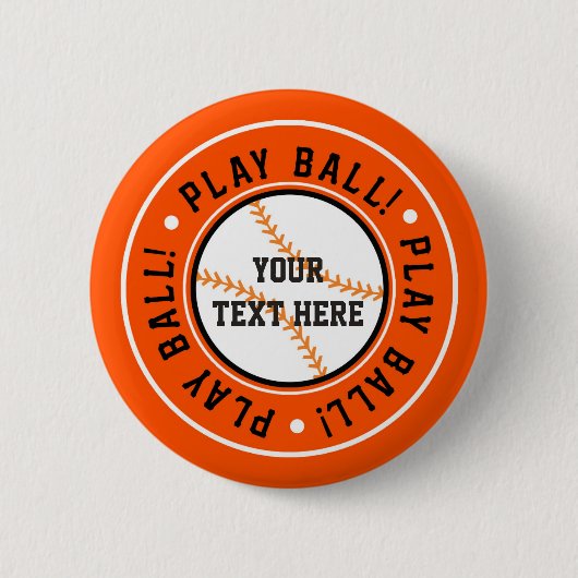 黒とオレンジの野球応援パーティーピンバッジ 缶バッジ (正面)