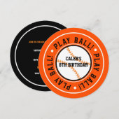 黒とオレンジの野球PLAY BALLパーティー招待状 招待状 (正面/裏面)