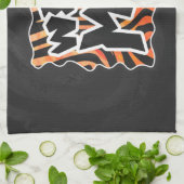 黒とオレンジの野生の私ゼブラ キッチンタオル (折り畳み)