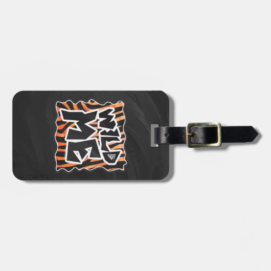 黒とオレンジの野生の私ゼブラ ラゲッジタグ (正面横)