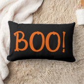 黒とオレンジの骨のブー！ ランバークッション (ブランケット)