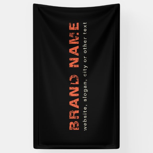 黒とオレンジアートのグランジビジネス名 横断幕 (縦)