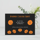 黒とオレンジカボチャ彫刻ナイト招待状 招待状 (スタンド正面)